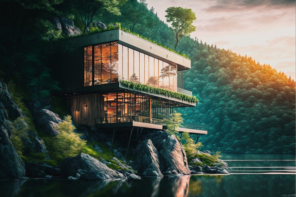 ai generated, architecture, trees