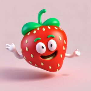 strawberry, fruit, 3d
